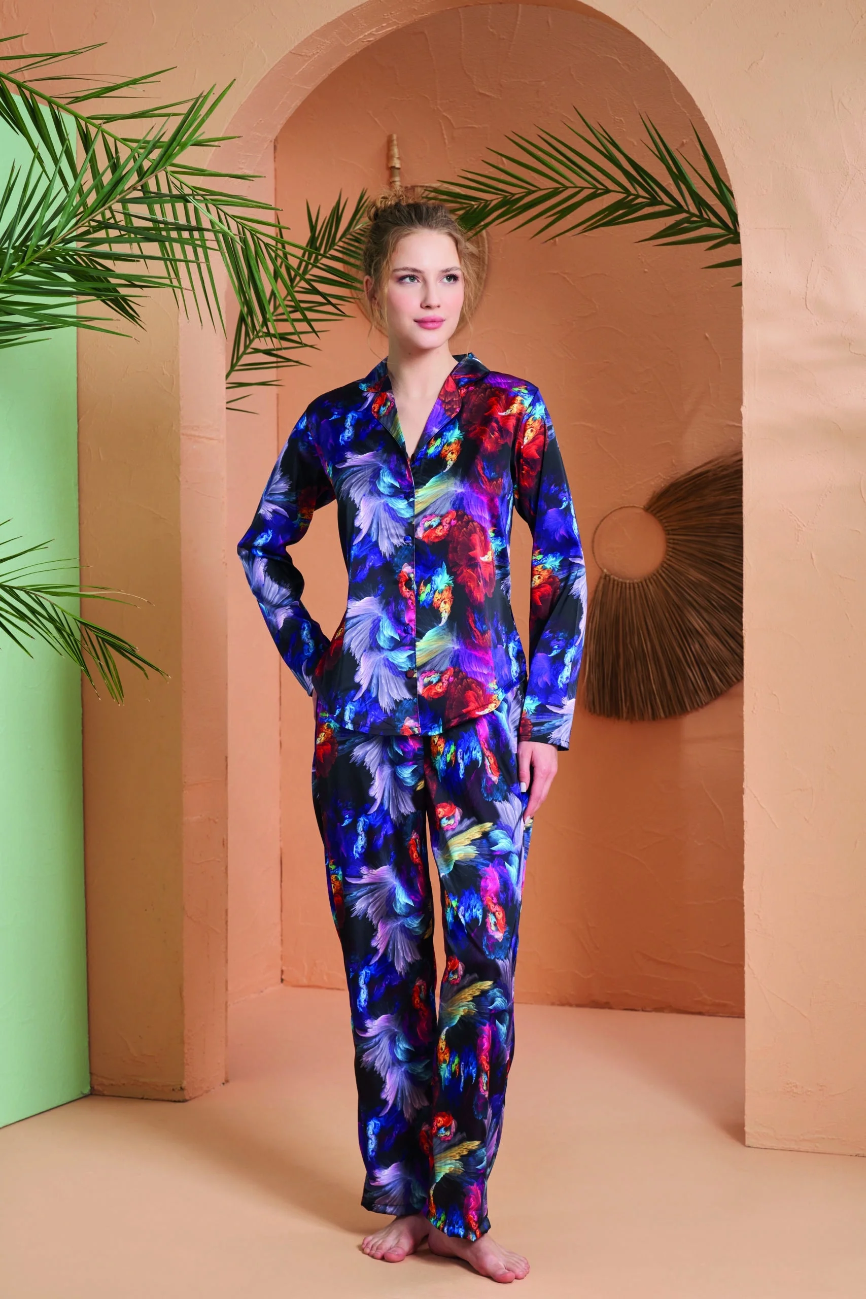 PJS 27079 Kadın Düğmeli Pijama Takımı görsel 3