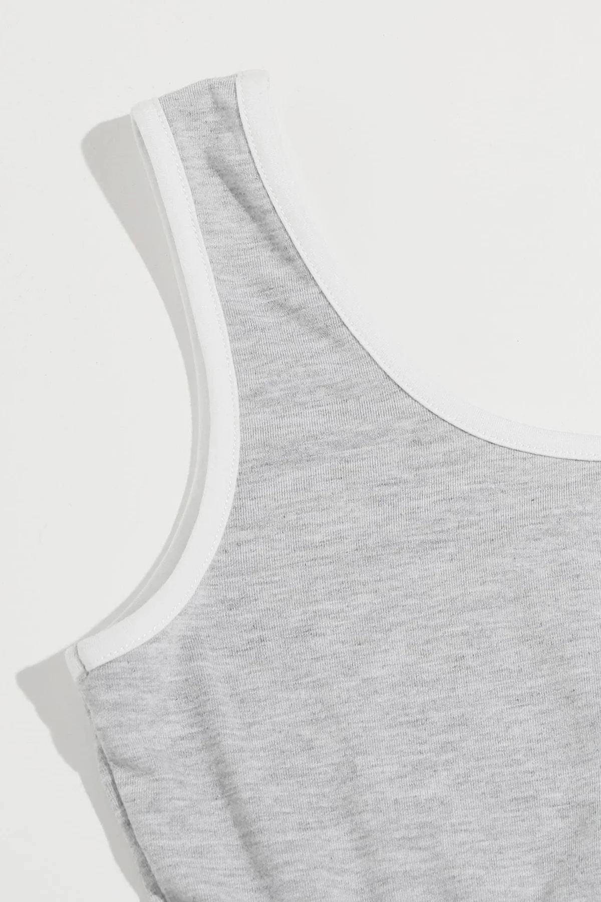 Kadın Gri Askılı Crop Top ve Şortlu Gecelik Takım görsel 4