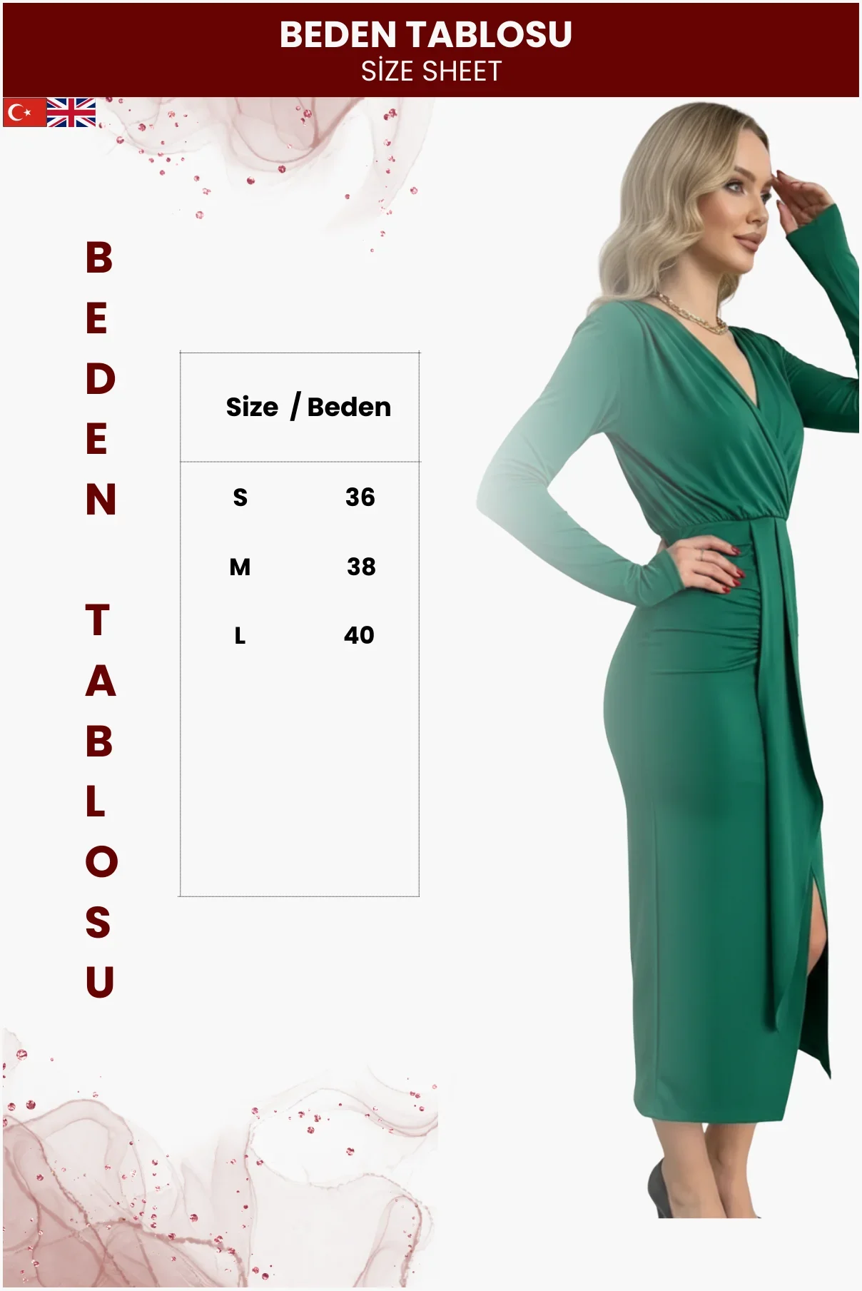Kadın Önü Kuşaklı Midi Elbise görsel 5