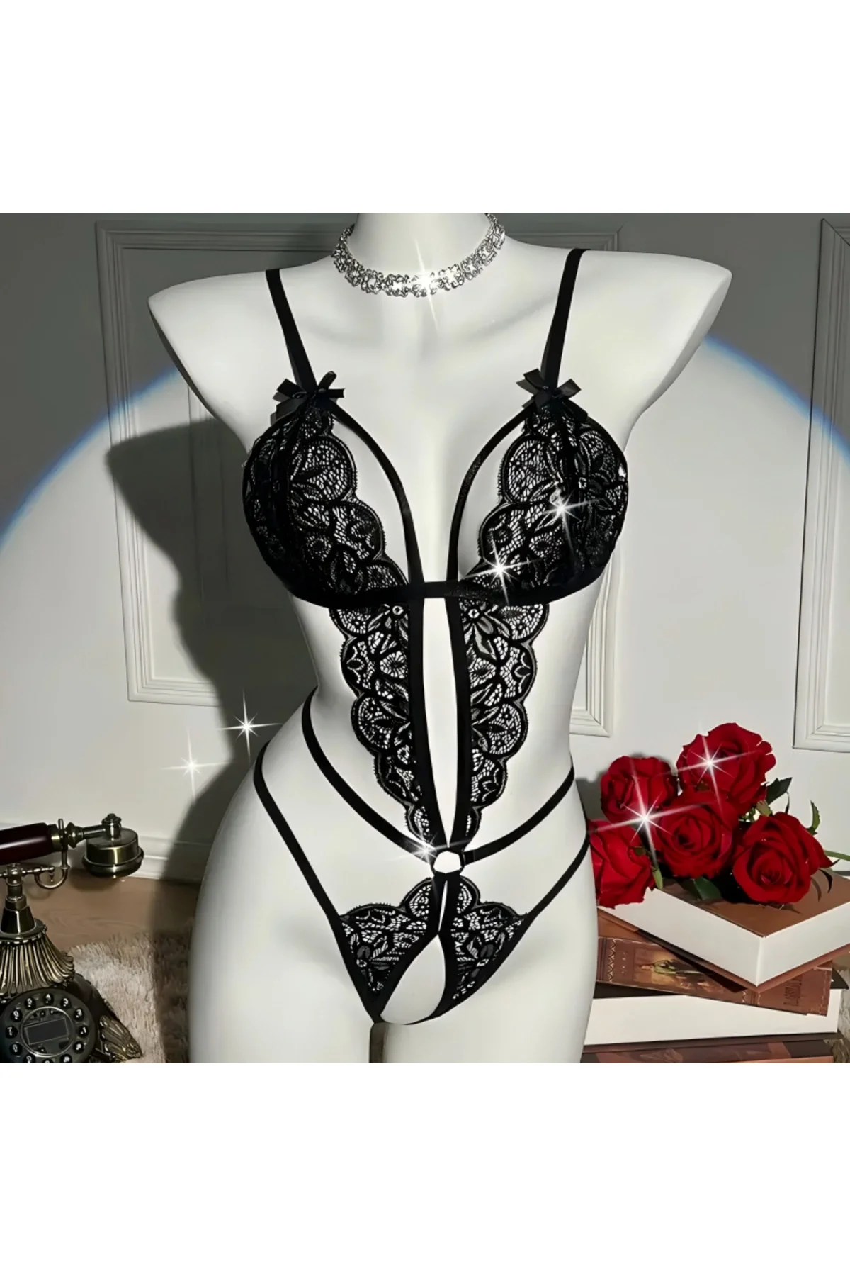 Kadın Siyah Dantel Babydoll görsel 2