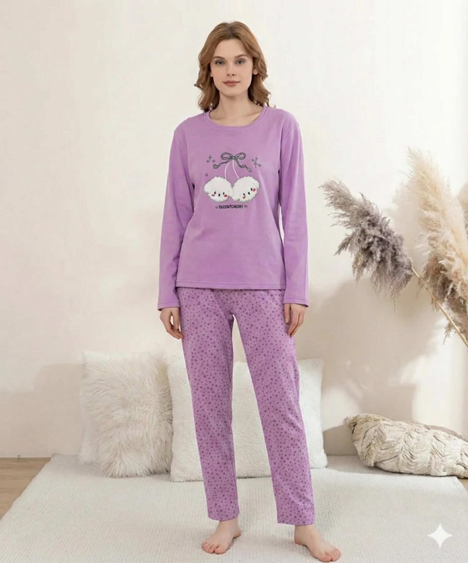 Boyraz 0351 Kadın Penye Uzun Kol Pijama Takımı görsel 2