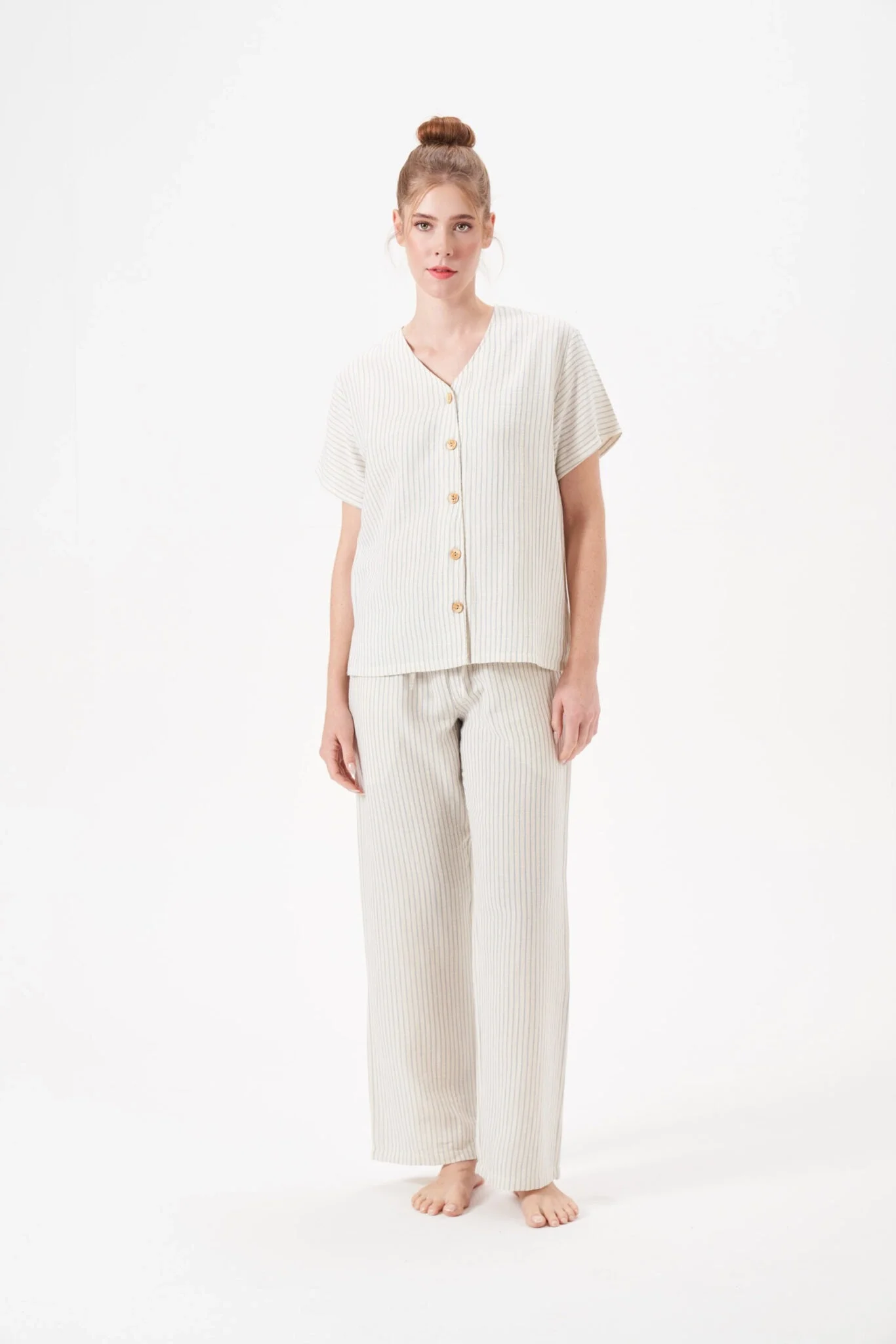PJS 29098 Kadın Düğmeli Pijama Takım