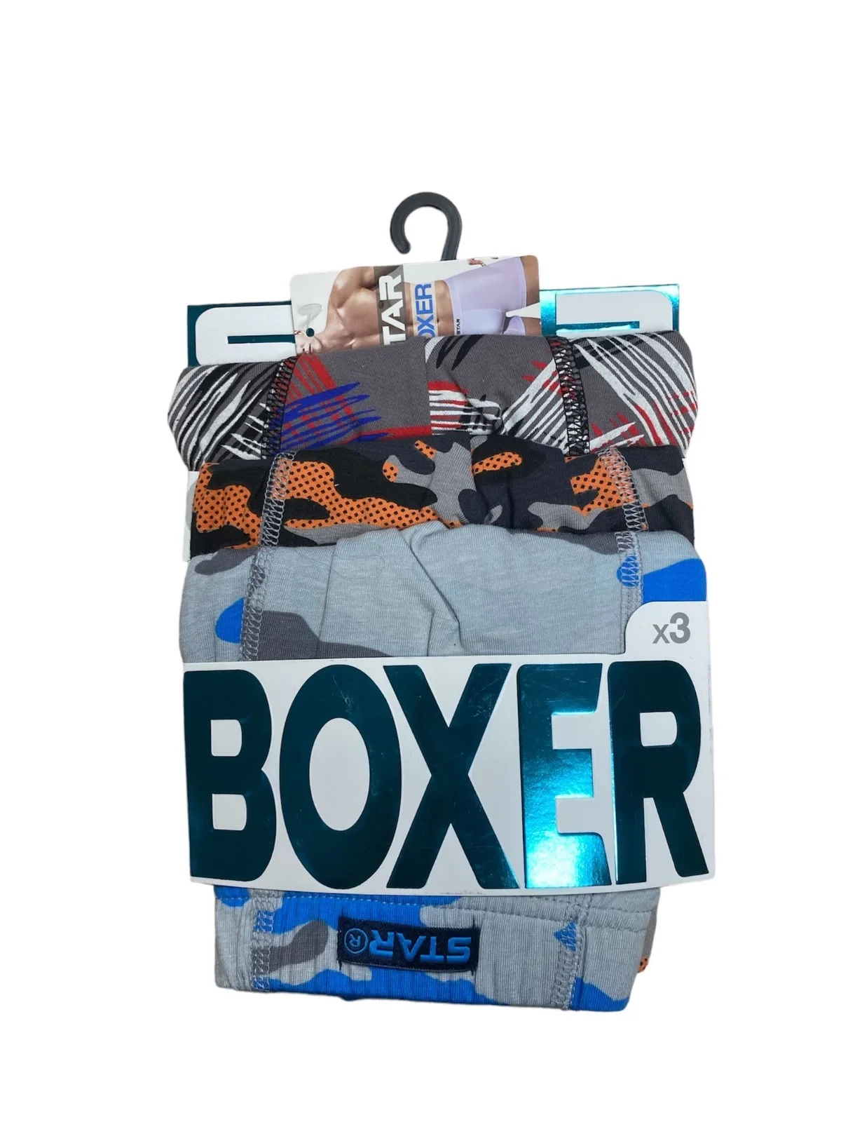 Star 106 Desenli Pamuklu Kemer Likralı 3'Lü Boxer görsel 2
