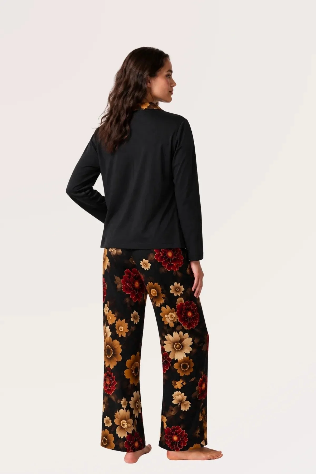 Pjs 30204 Kadın Önü Düğmeli Uzun Kol Pijama Takım görsel 4