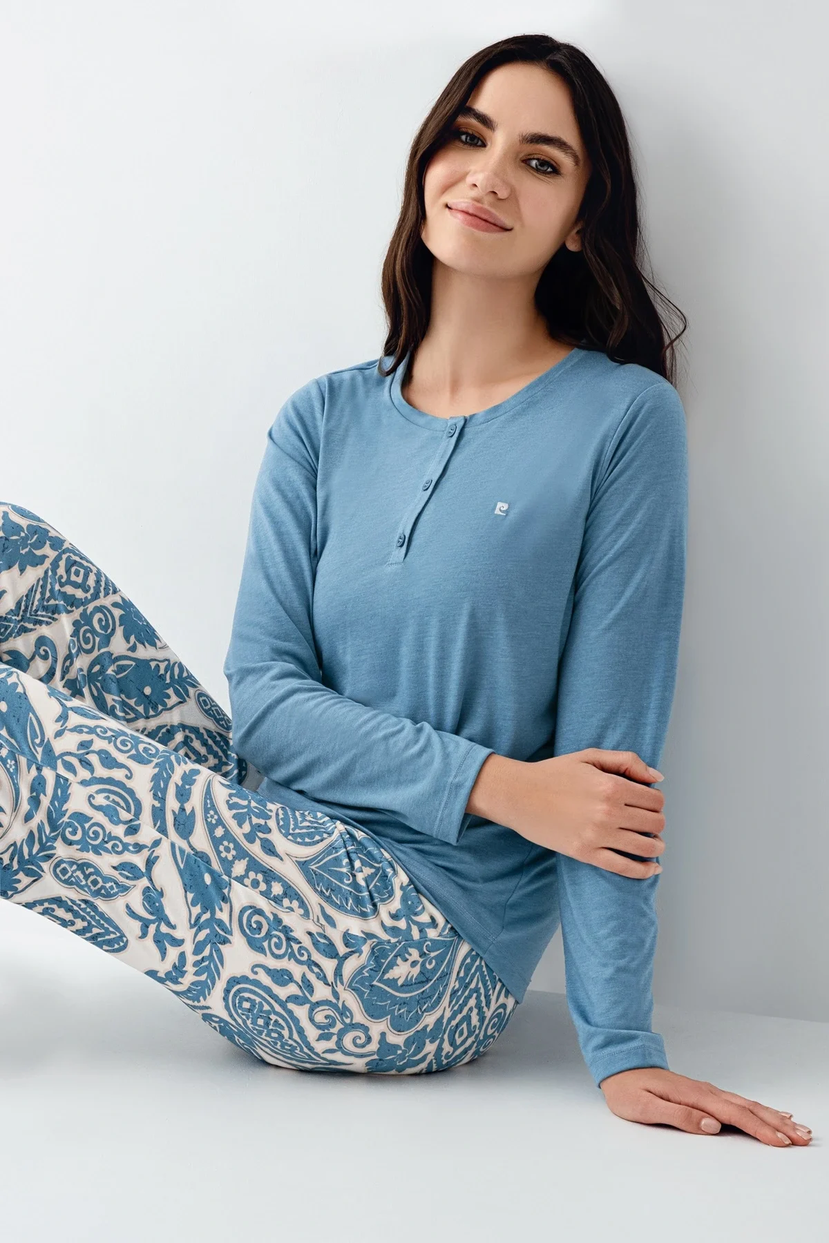 Pierre Cardin 9075-S Kadın Uzun Kol Pijama Takım görsel 2