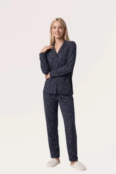 Pjs 30182 Kadın Uzun Kol Önden Düğmeli Pijama Takımı görsel 3