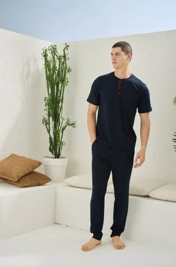 Kocabey 2090 Erkek Midi Yaka Pijama Takım