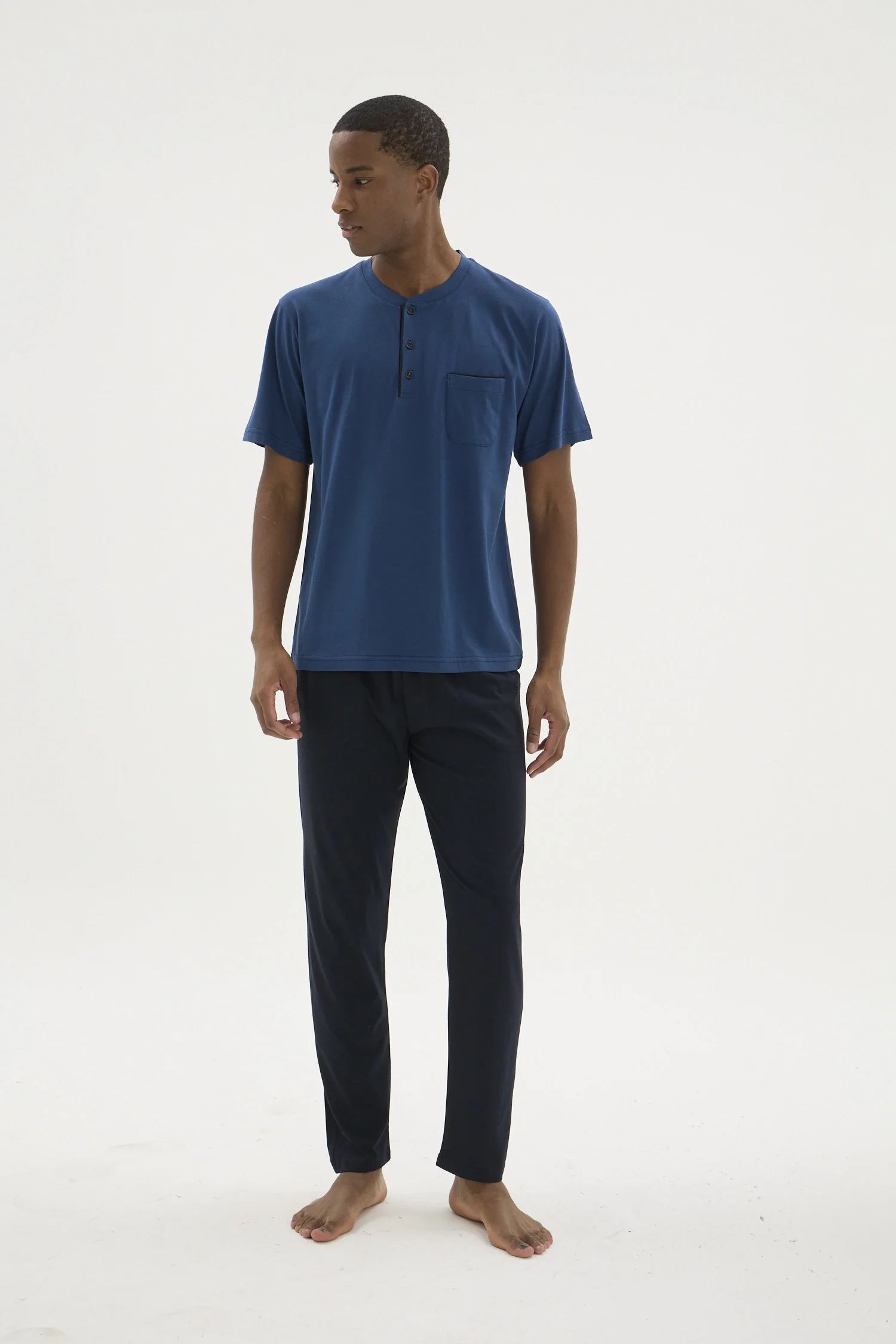 Kocabey 2209-1 Erkek Süper Battal Midi Yaka Pijama Takım