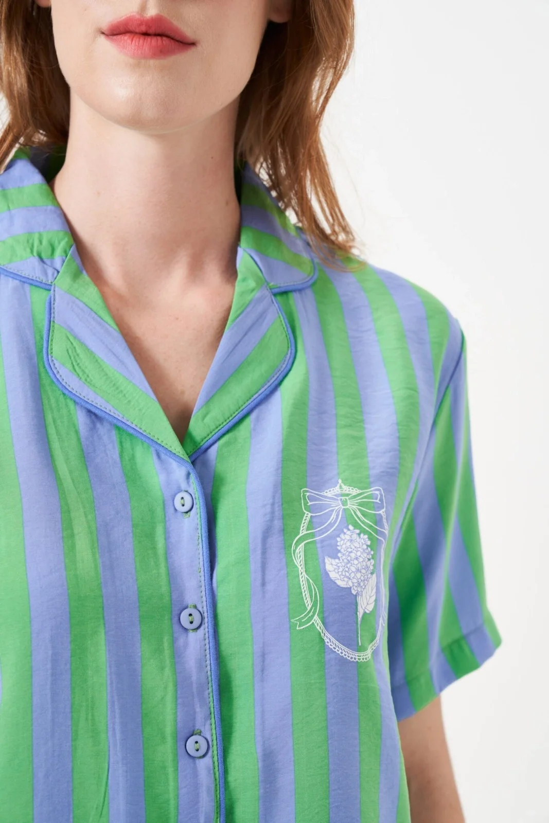 PJS 29043 Kadın Düğmeli Pijama Takımı görsel 3