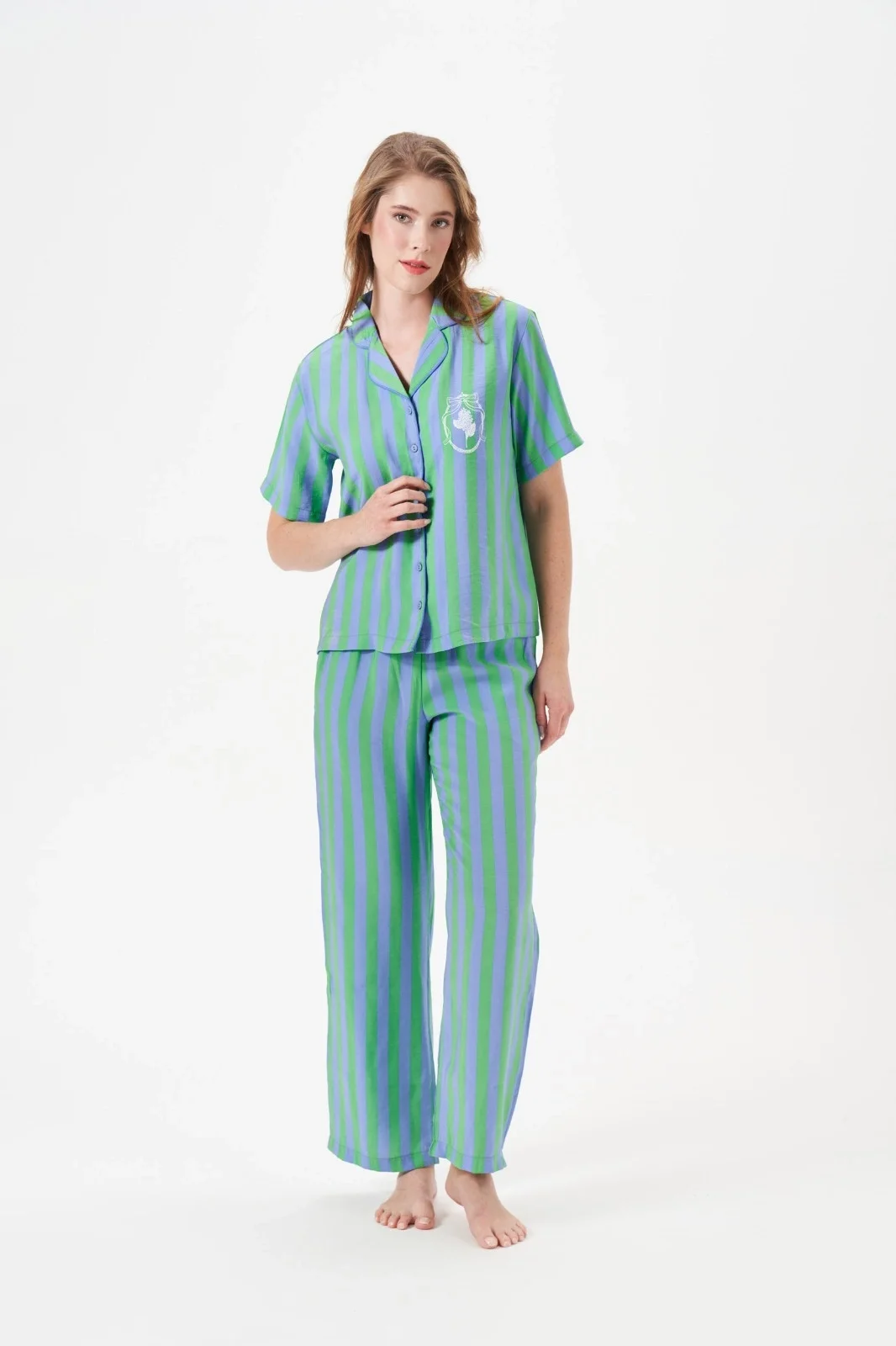PJS 29043 Kadın Düğmeli Pijama Takımı görsel 4