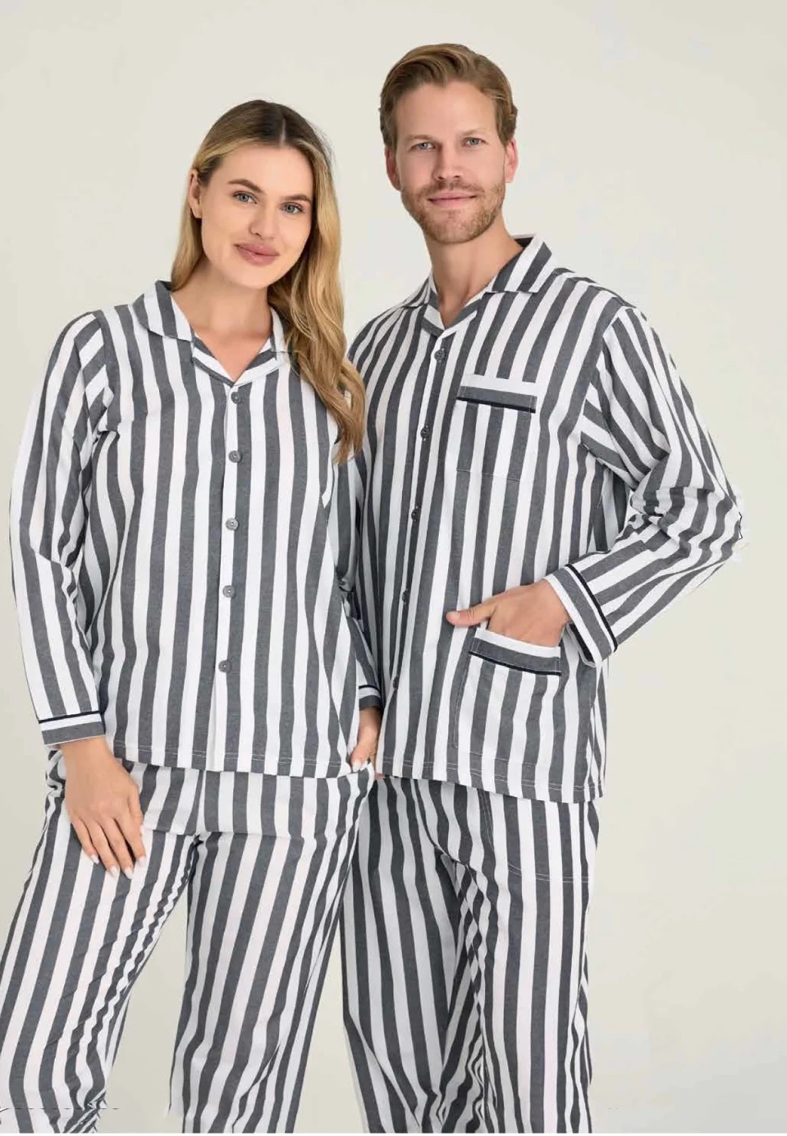 Freshness 4007 Kadın Uzun Kol Çizgili Gaffuriye Pijama Takımı görsel 2