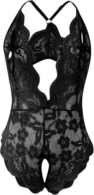 Kadın Siyah Dantel Derin Dekolteli Babydoll görsel 5