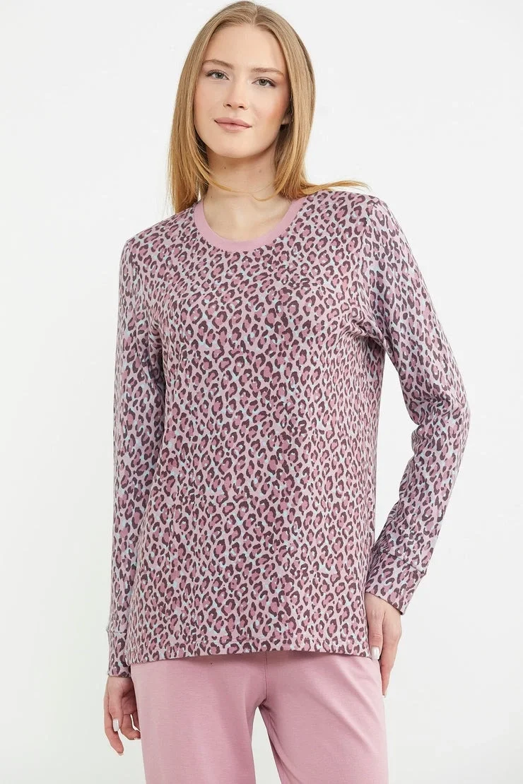 Sementa 76413 Rahat Kalıp Leopar Kombinli Pijama Takım görsel 2
