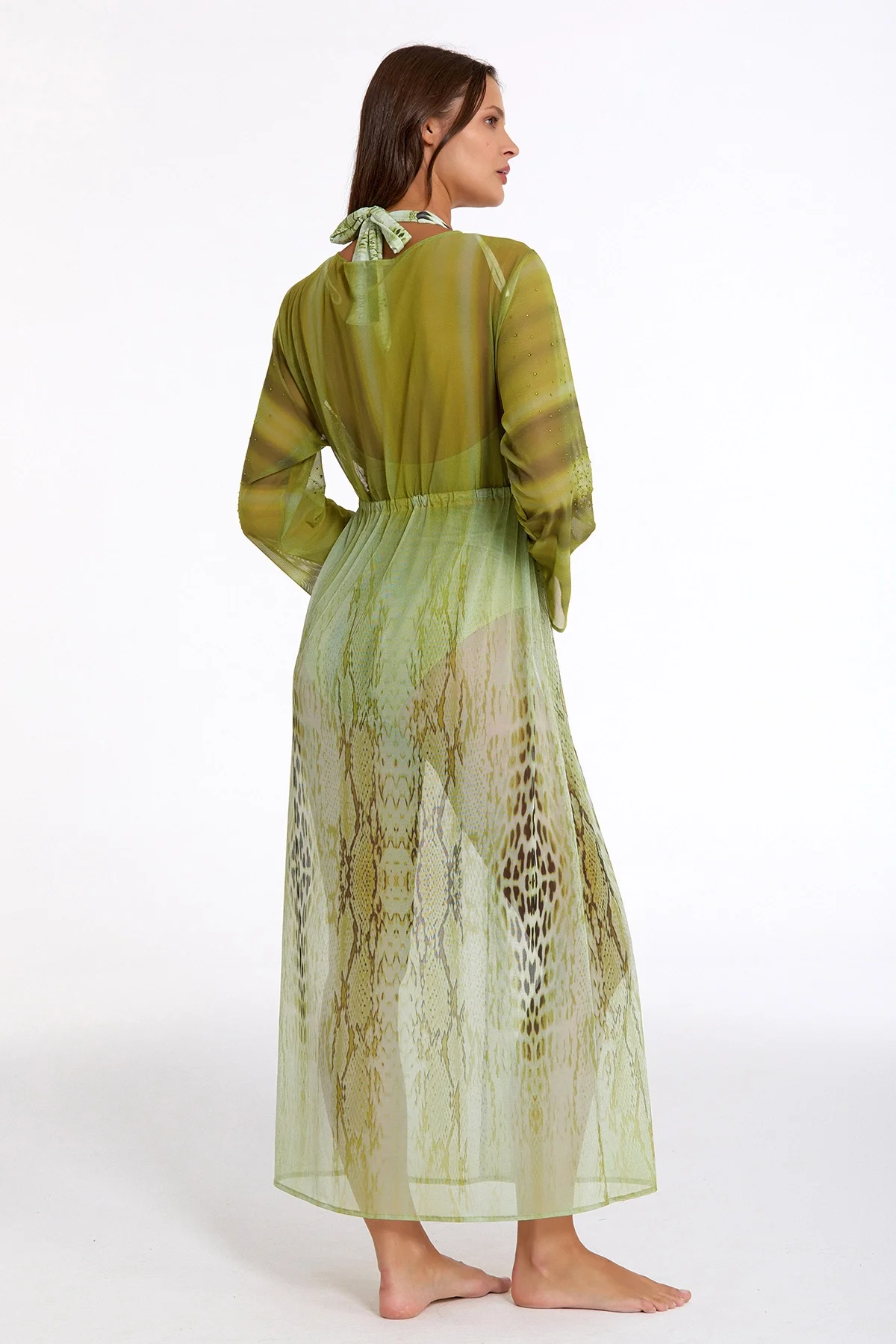 Argento 2106-3025 Kadın Önü Açık Uzun Kaftan görsel 3