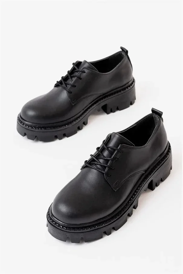 Kadın Loafer Ayakkabı Ayakkabı Bağcıklı Tabanlı Yüksek Casual Günlük görsel 4