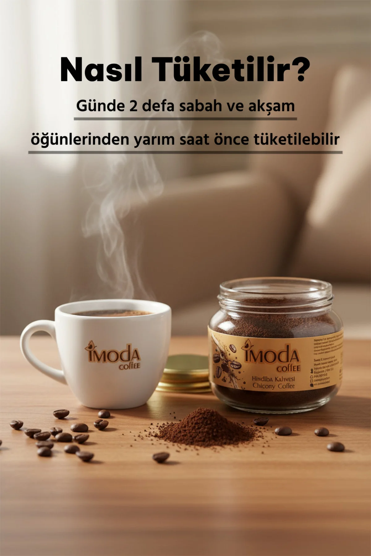 Hindiba Kahvesi 150 gr Cam Kavanoz – 60 Kullanımlık Granül Kahve, Yumuşak İçim görsel 4