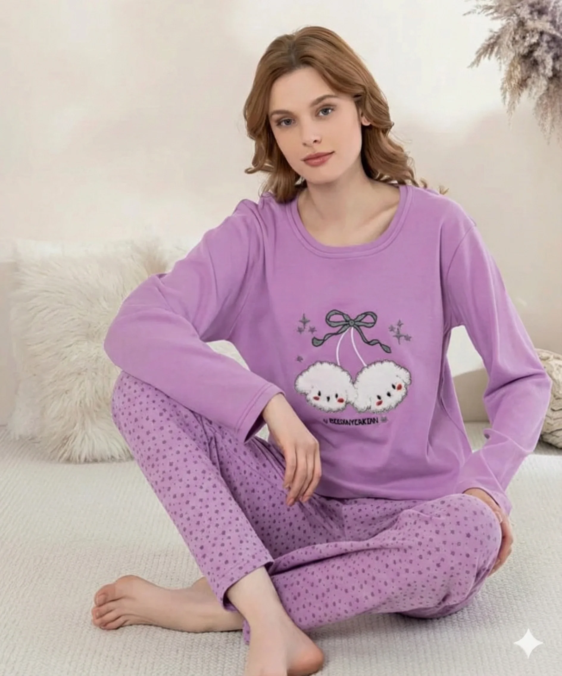 Boyraz 0351 Kadın Penye Uzun Kol Pijama Takımı