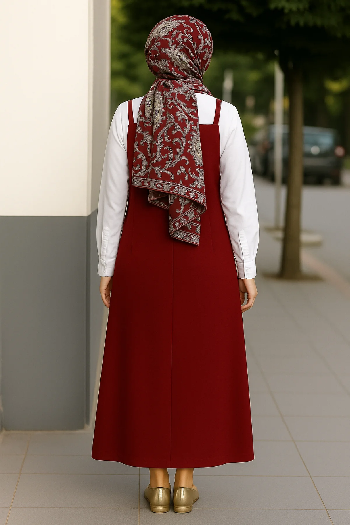 Kadın Bordo Basic Ayarlanabilir Askılı Jile Elbise görsel 2