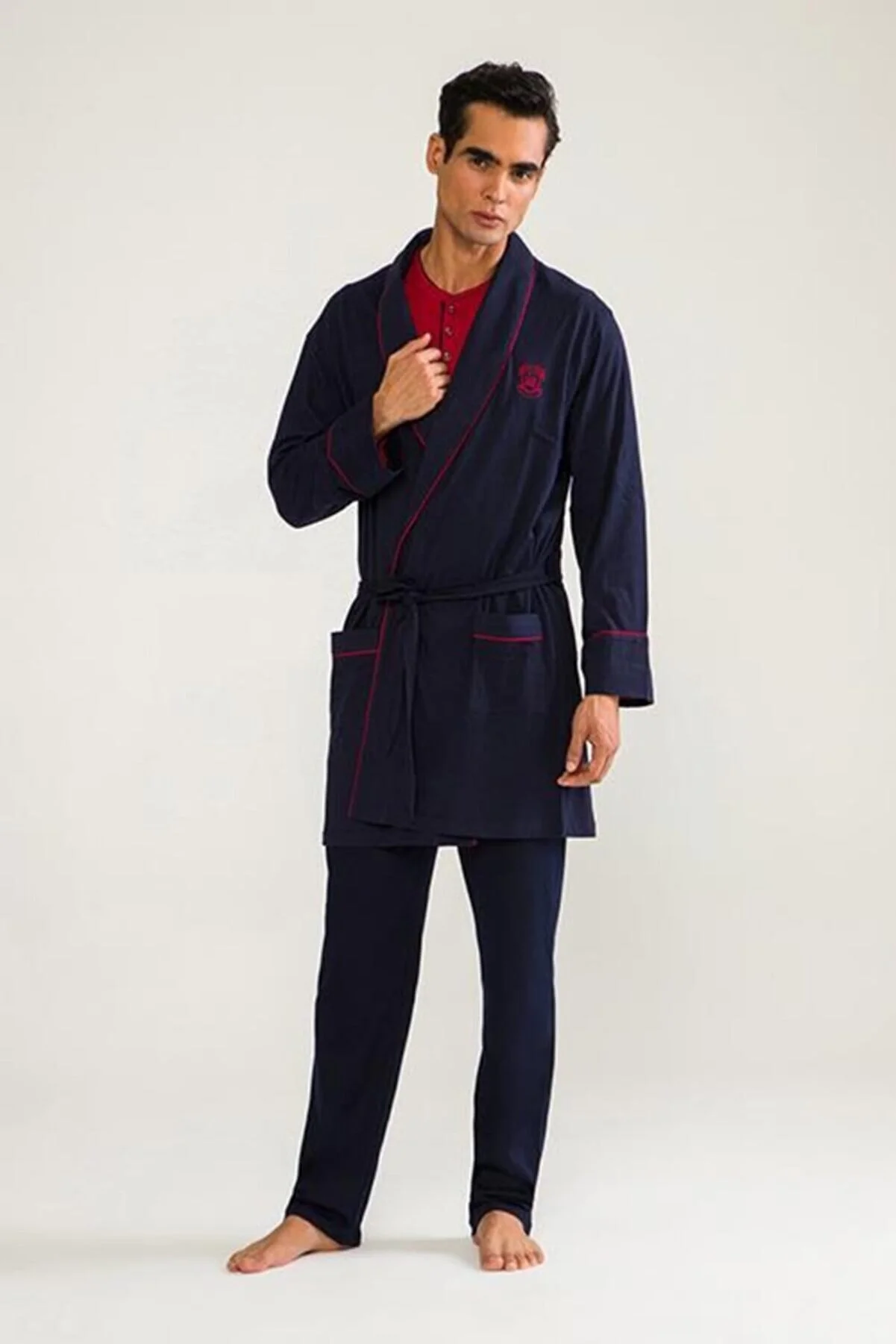 D'S Damat 03000 5'li Robdöşambr Erkek Damat Pijama Seti