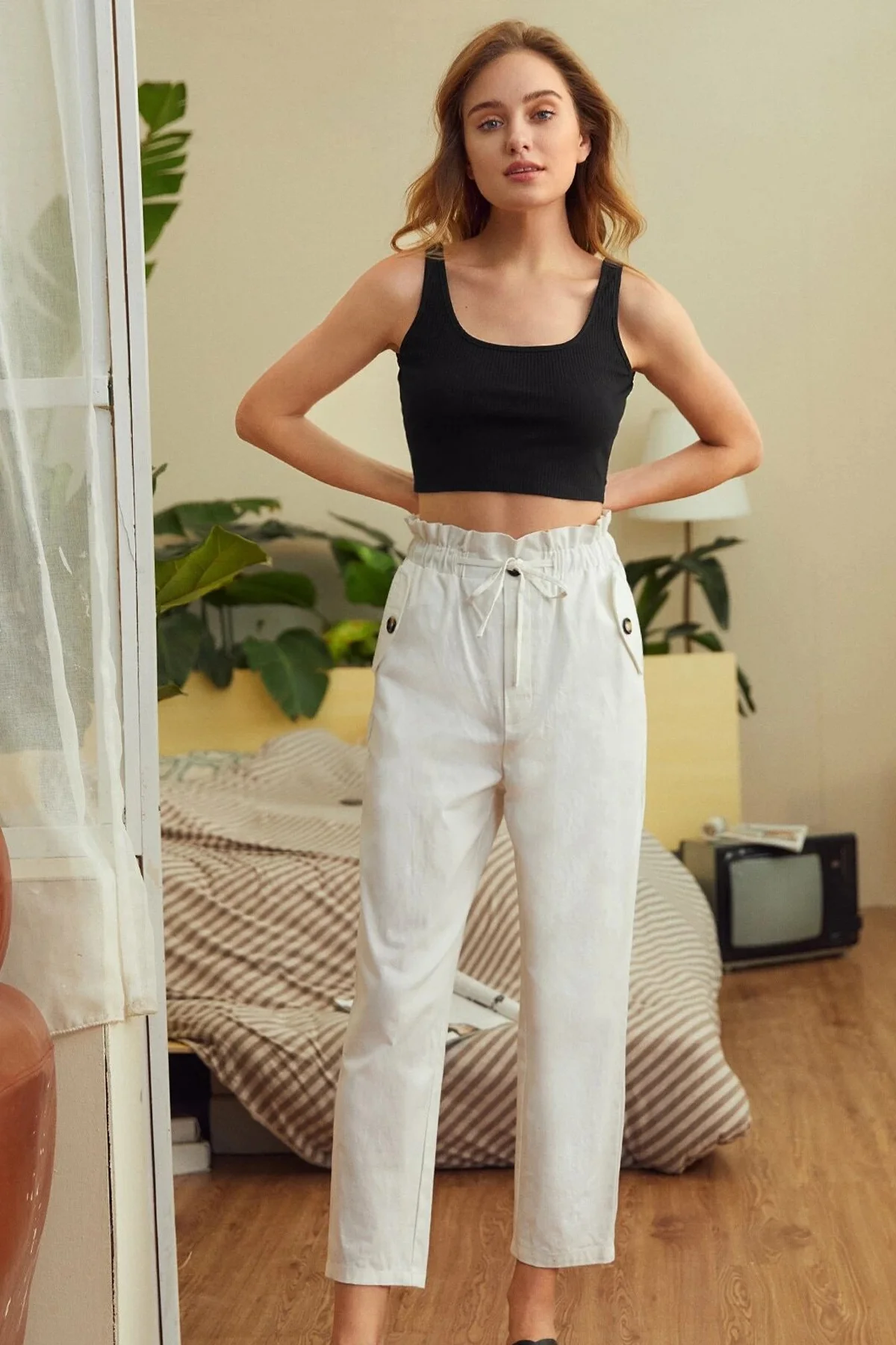 Kadın Siyah Kalın Askılı Crop Top Büstiyer görsel 8