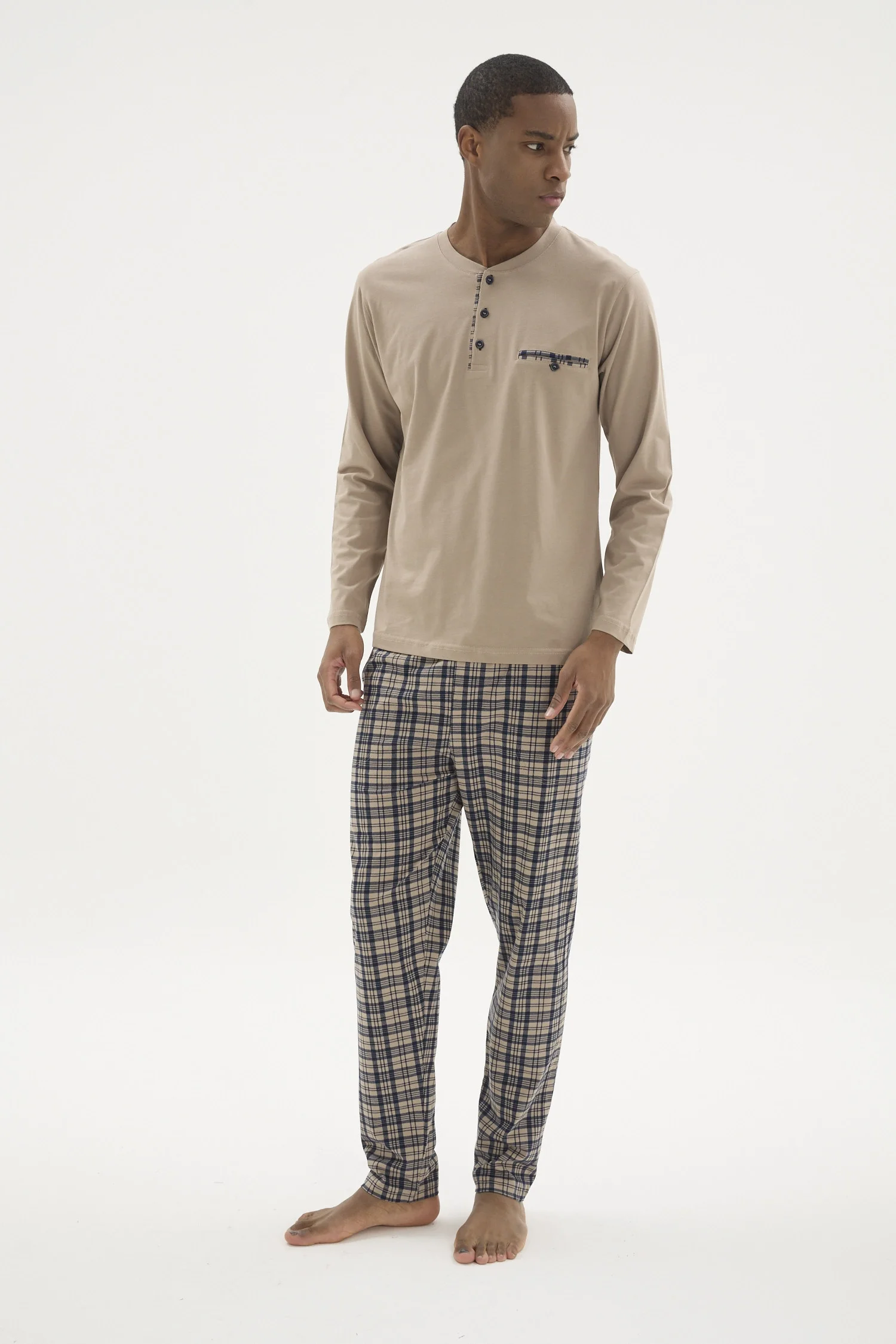 Kocabey 9223 Erkek Midi Yaka Pijama Takım