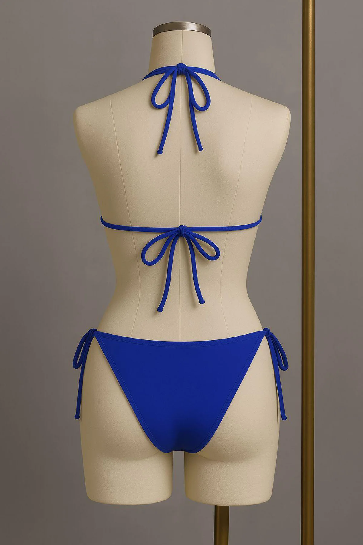 Kadın Mavi Yandan ve Boyundan Bağlamalı Bikini Mayo Takımı görsel 3