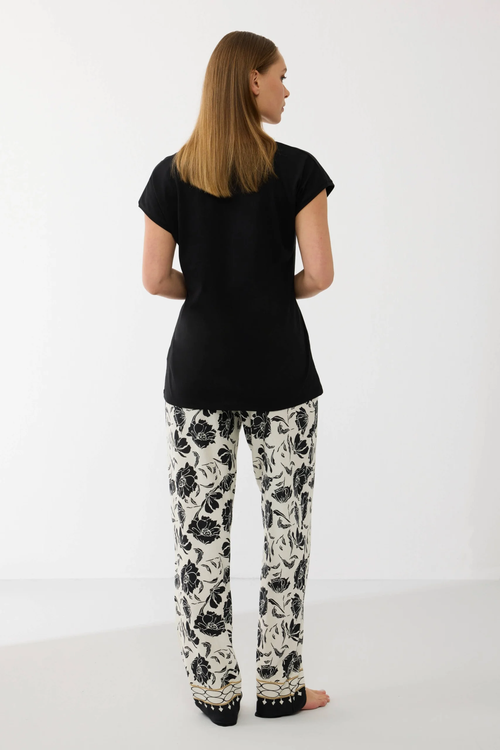 Anıl 11709 Kadın Kısa Kol Tencel Kumaş Desenli Pijama Takımı görsel 3