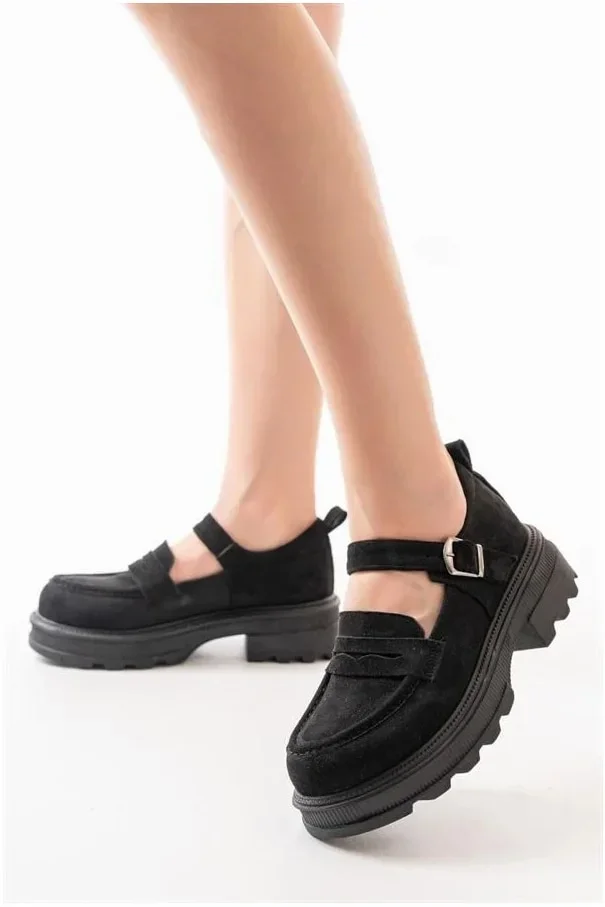 Kadın Loafer Ayakkabı Ayakkabı Tabanlı Süet Yüksek Casual Günlük görsel 2