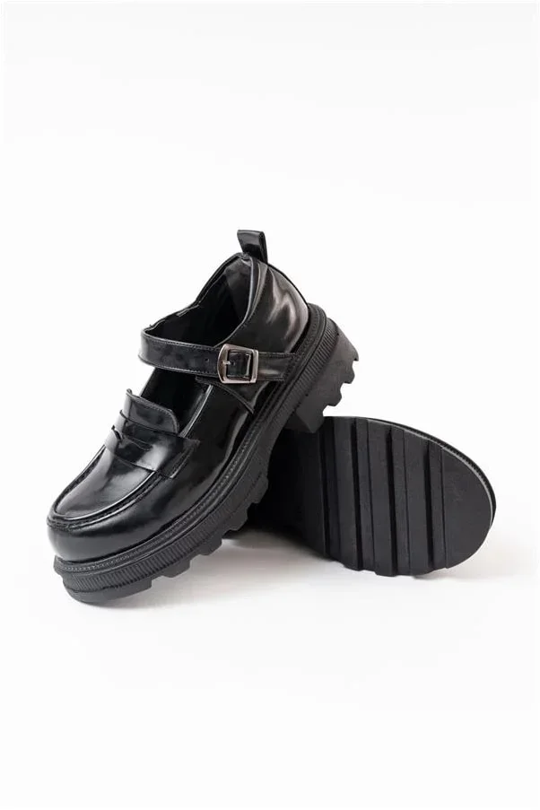 Kadın Rugan Loafer Ayakkabı Ayakkabı Tabanlı Yüksek Esnek Casual görsel 4