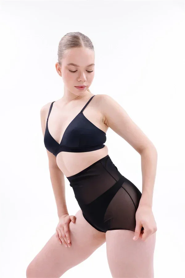 Siyah Lazer Kesim Tül Toparlayıcı Slip Hayalet Külot Korse görsel 6