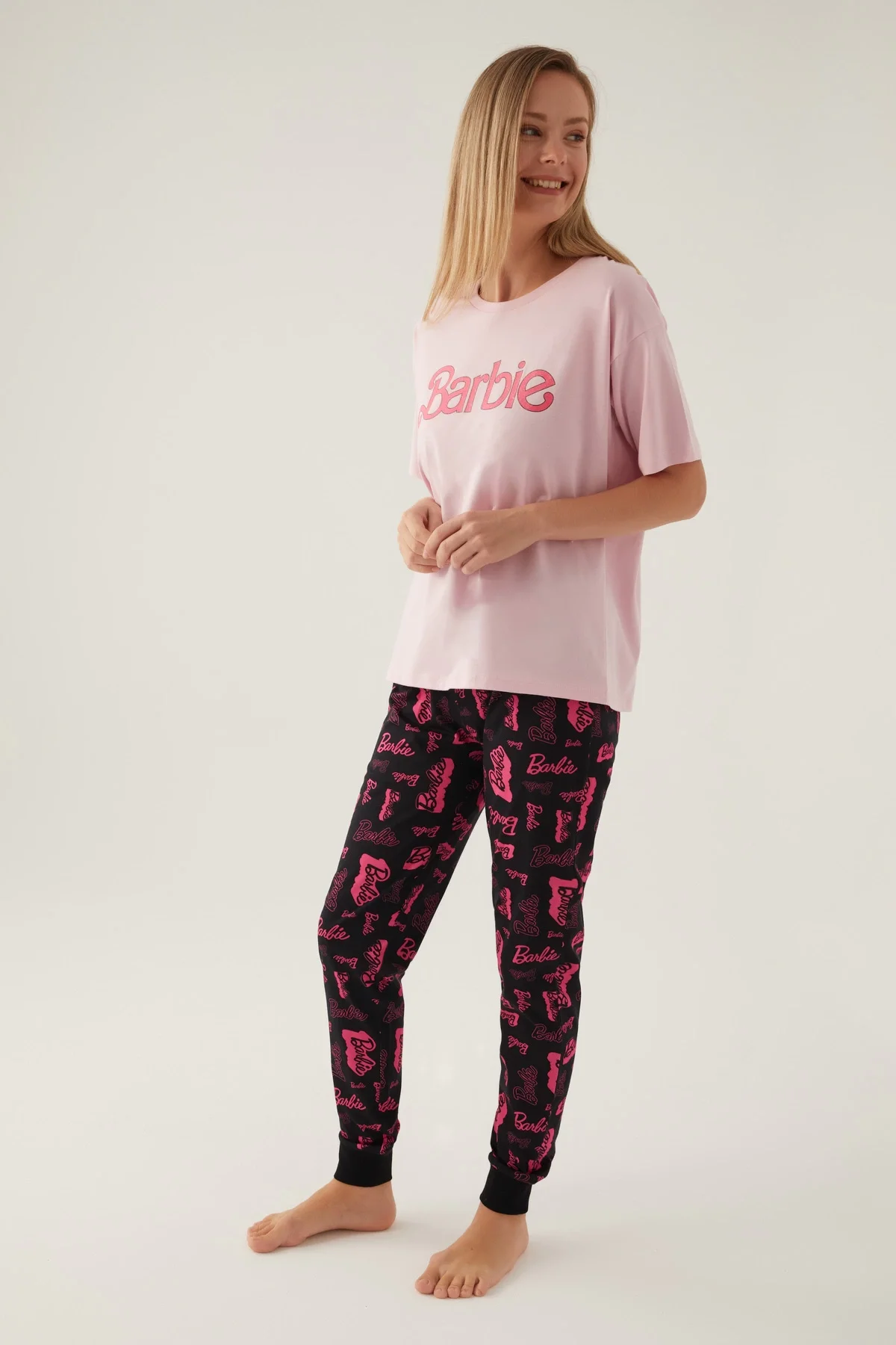 Barbie L1704-S Kadın Kısa Kol Pijama Takımı görsel 4