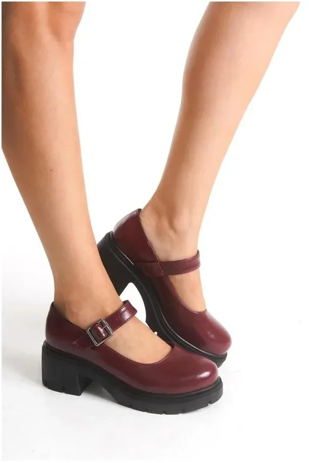 Kadın Rugan Loafer Kırışık Tokalı Ayakkabı Ayakkabı Tabanlı Yüksek Casual görsel 3
