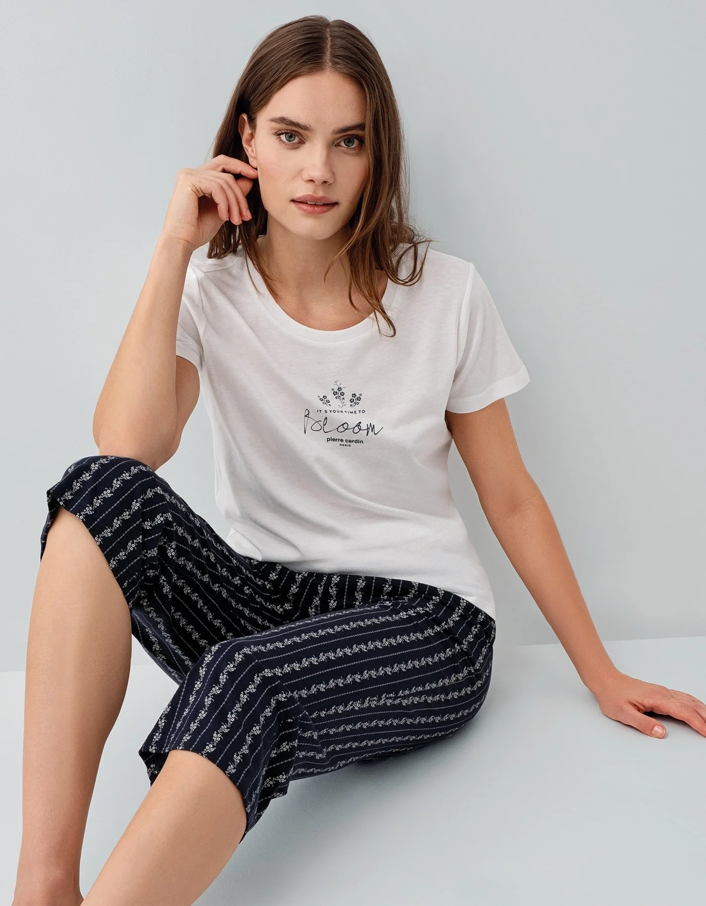 Pierre Cardin PC9207-S Kadın Kapri Kısa Kol Pijama Takımı görsel 2