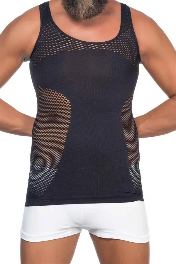 Siyah Seamless Fileli Erkek Korse Atlet