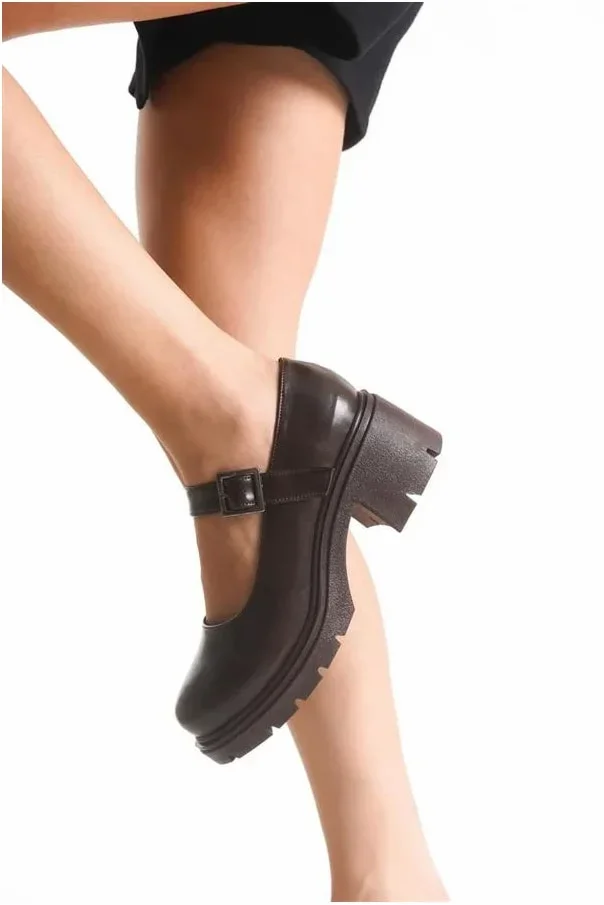 Kadın Rugan Loafer Kırışık Tokalı Ayakkabı Ayakkabı Tabanlı Yüksek Casual Mevsim görsel 2