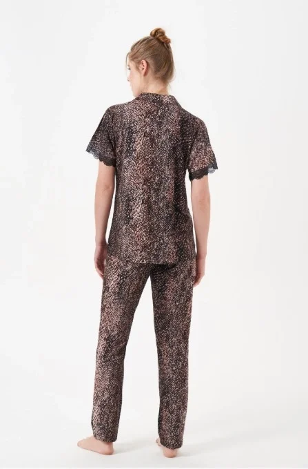 Pjs 29068 Kadın Kısa Kollu Düğmeli Pijama Takım görsel 2