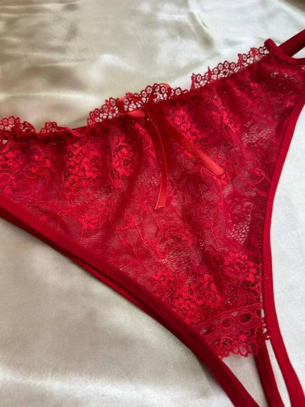 Kadın Kırmızı Dantel Detaylı Zarif Bralet (1Adet) görsel 4