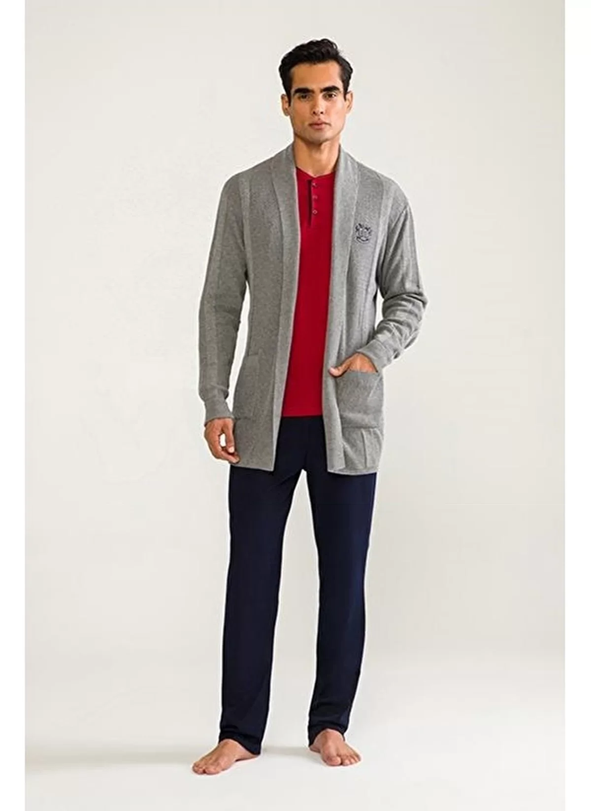 D'S Damat 03004 5'li Triko Robdöşambr Damat Pijama Seti görsel 2
