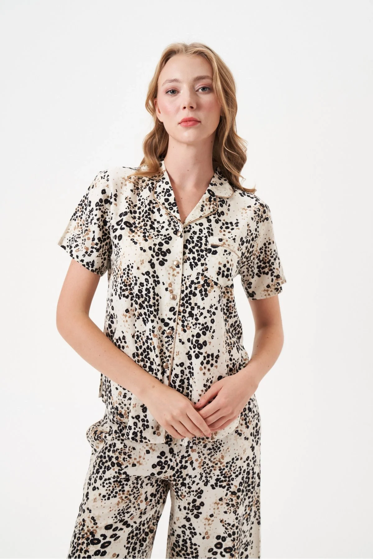 PJS 29049 Kadın Düğmeli Pijama Takım görsel 3