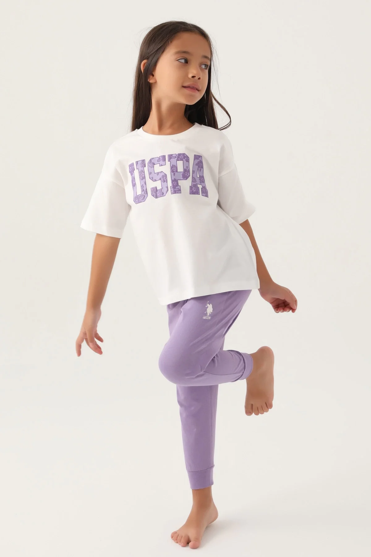 US Polo 1818-G Kız Çocuk Pijama Takım görsel 3