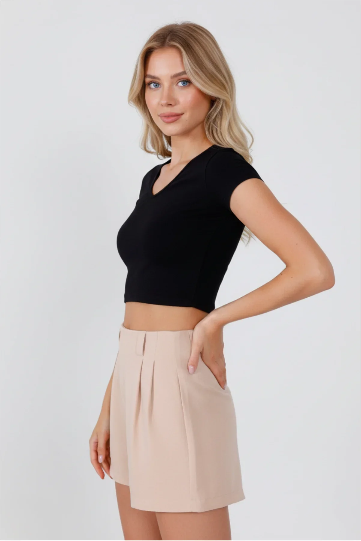 Kadın Basic Kesim Kısa Kol Tişört T-Shirt görsel 3