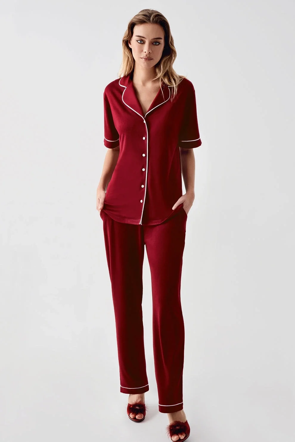 Freshness 324 Kadın 4'Lü Sabahlıklı Şorlu Pijama Takımı görsel 2