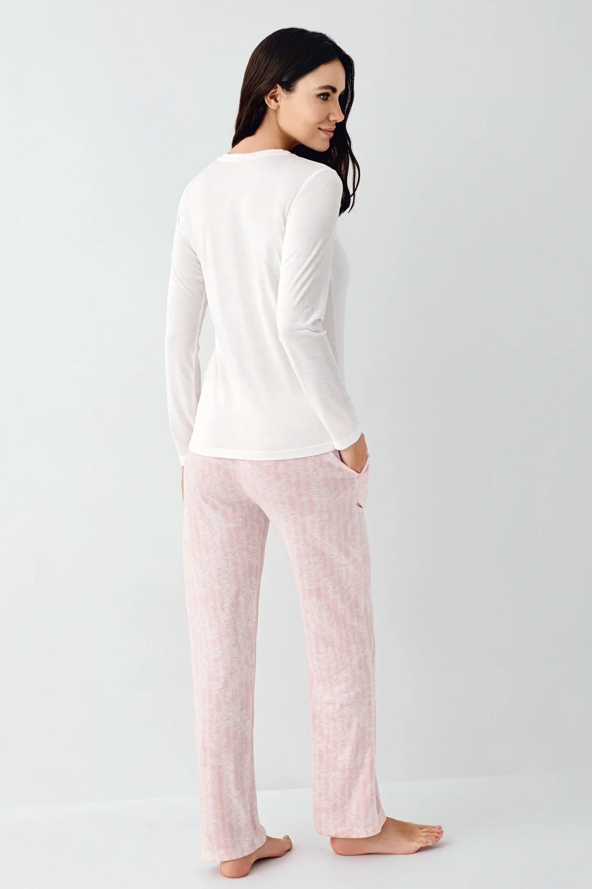 Pierre Cardin 9085-S Kadın Uzun Kol Pijama Takım görsel 4