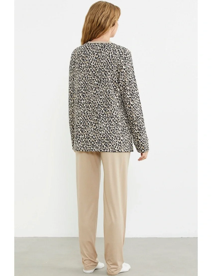 Sementa 76413 Rahat Kalıp Leopar Kombinli Pijama Takım görsel 5