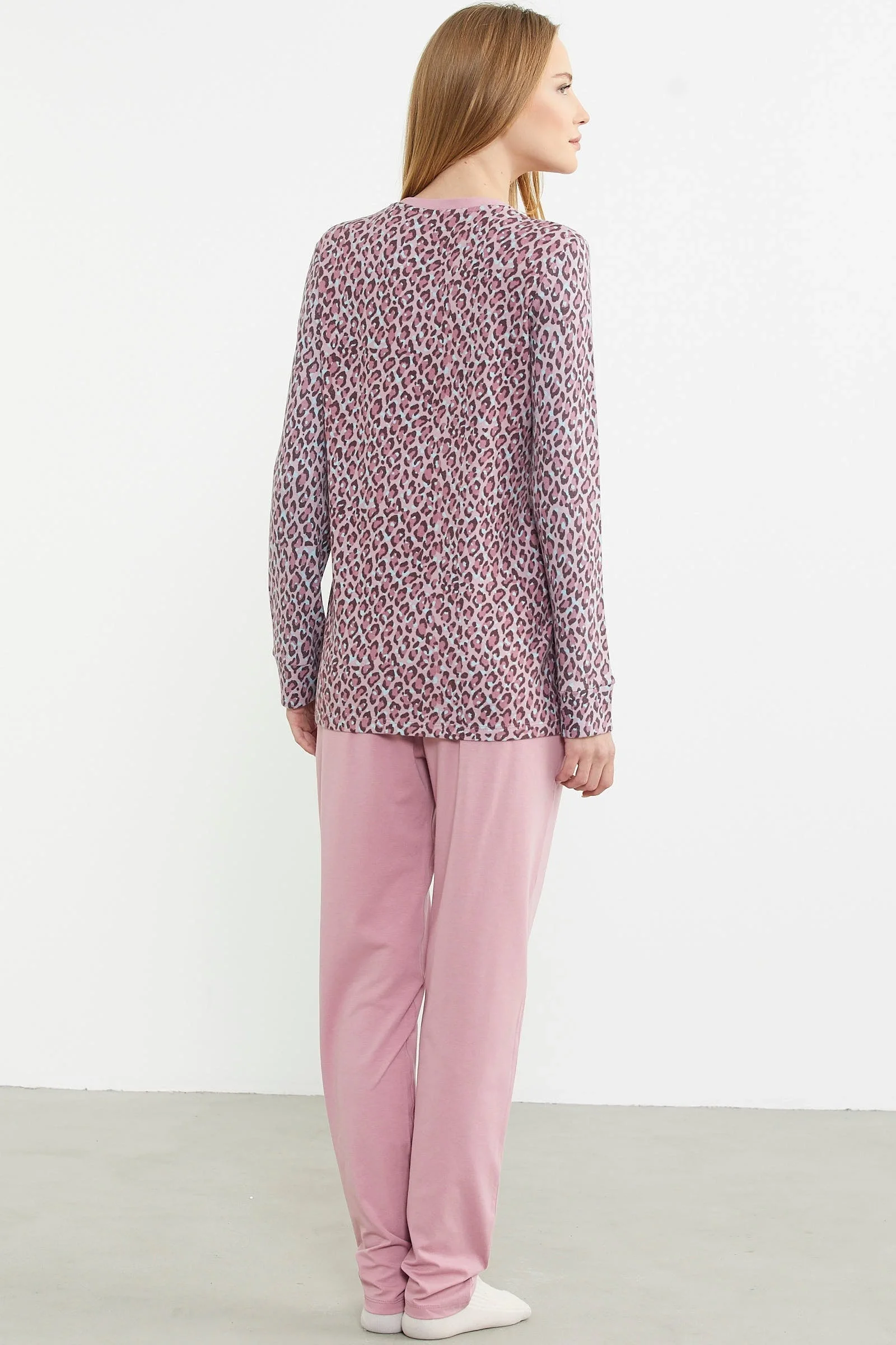 Sementa 76413 Rahat Kalıp Leopar Kombinli Pijama Takım görsel 3