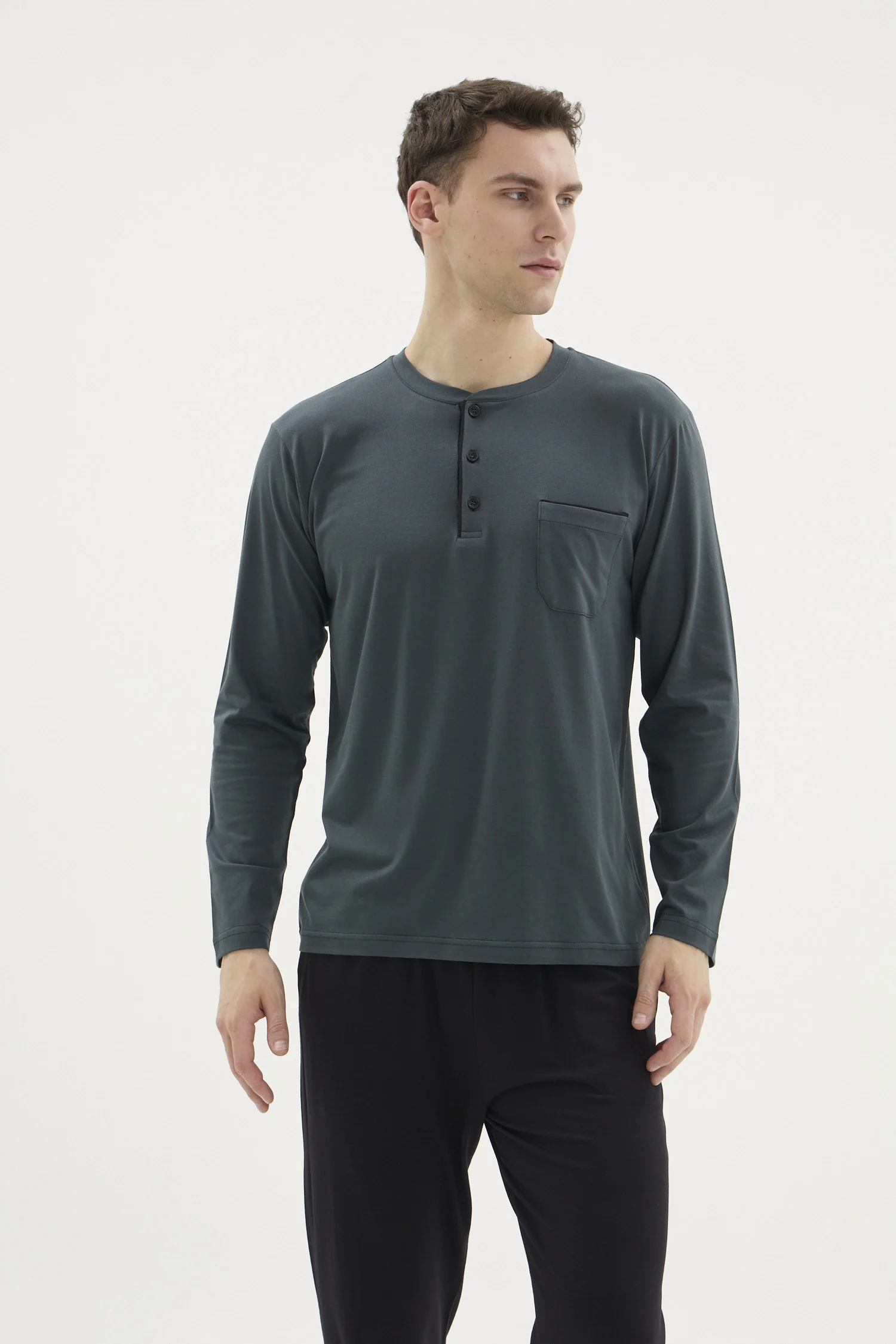 Kocabey BU-26360 Erkek Midi Yaka Battal Pijama Takımı