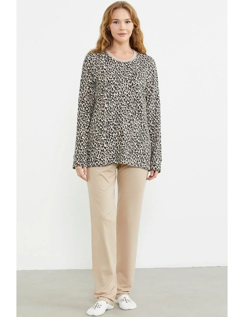 Sementa 76413 Rahat Kalıp Leopar Kombinli Pijama Takım görsel 2