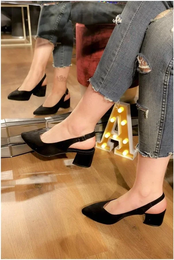 Kadın Ayakkabı Ayakkabı Bağcıklı Gündüz Kısa Arkası Topuklu Süet Casual Açık görsel 5