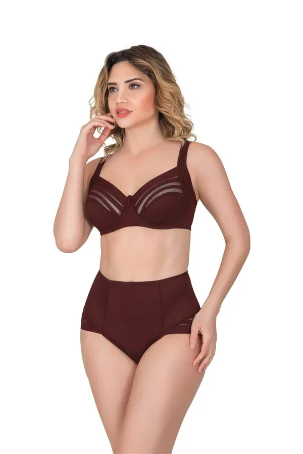 Bordo Yan Destekli Toparlayıcı Balenli Sütyen