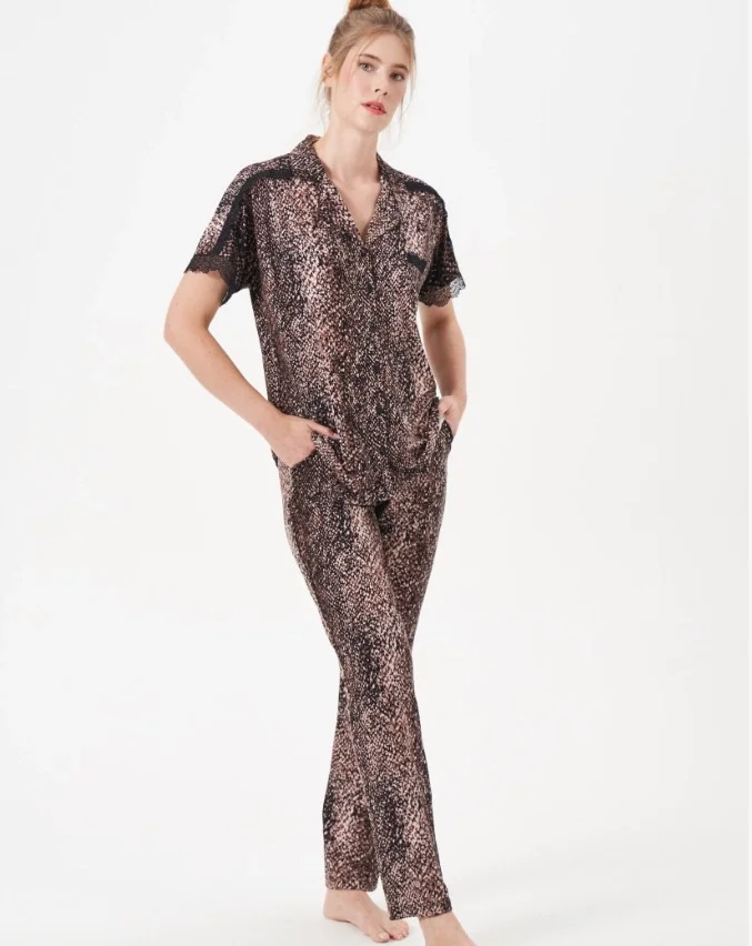 Pjs 29068 Kadın Kısa Kollu Düğmeli Pijama Takım